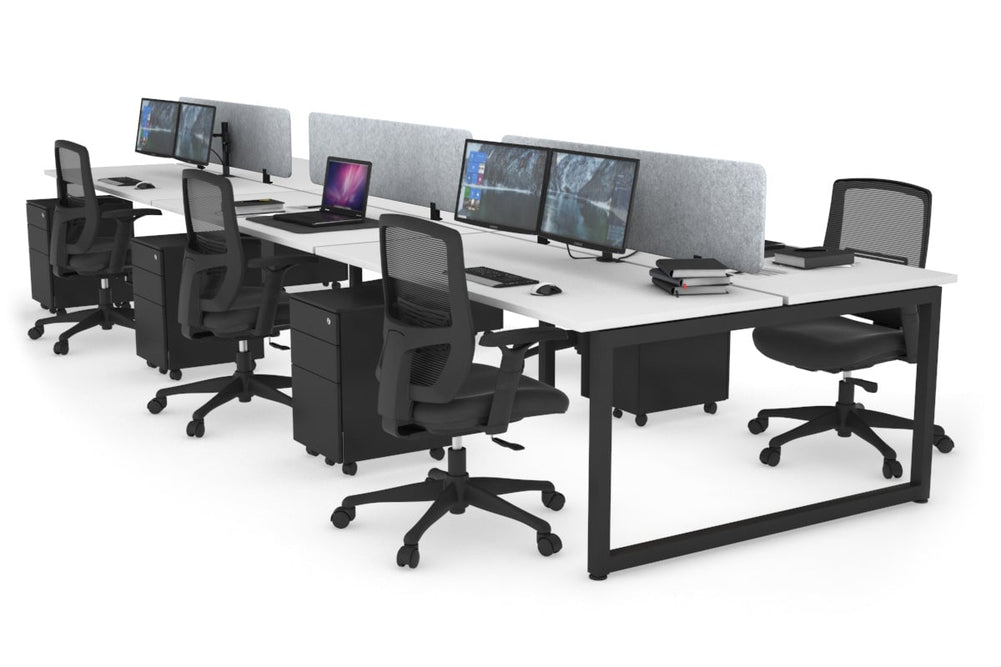 Quadro Loop Legs 6 Person Office Workstation [1800L x 700W]-black leg white light grey acoustic panel (400H x 1600W)