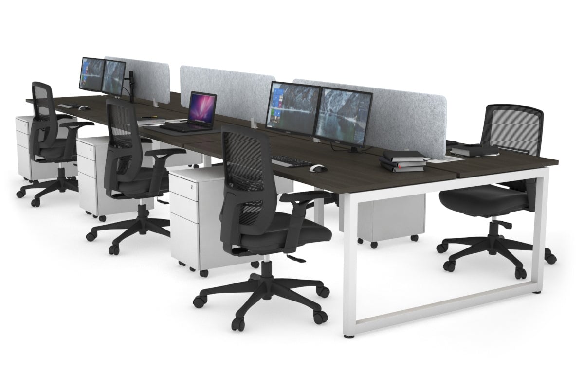 Quadro Loop Leg 6 Person Office Workstations [1800L x 700W] Jasonl white leg dark oak light grey echo panel (400H x 1600W)