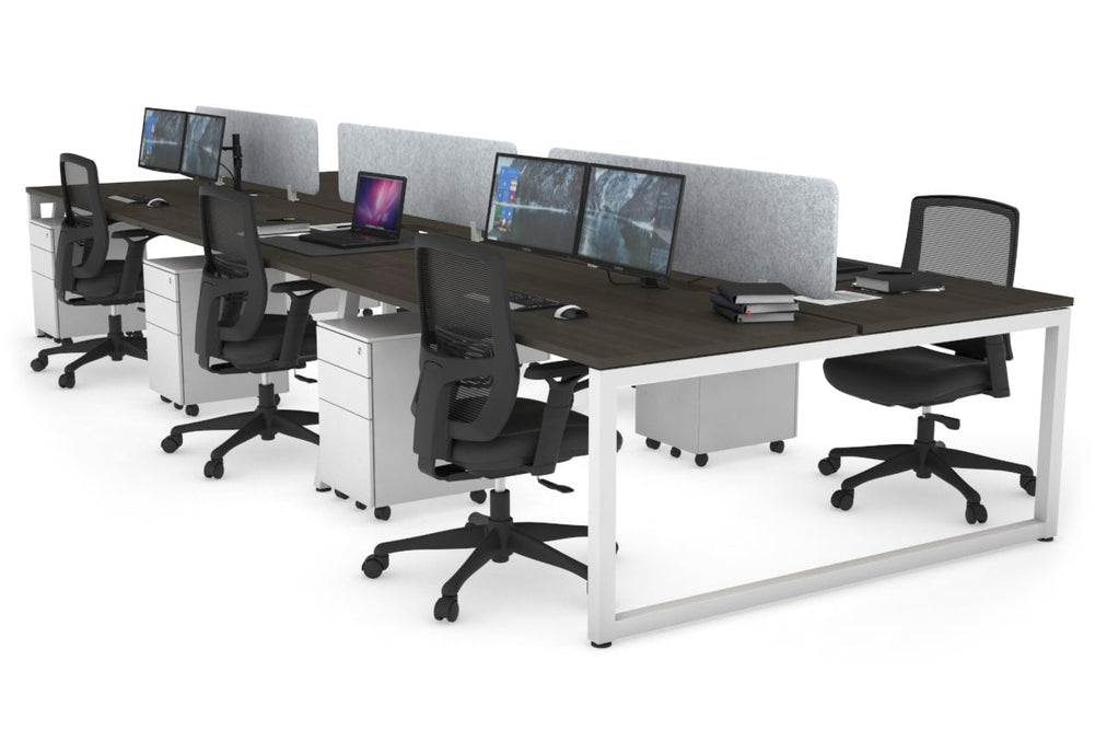 Quadro Loop Legs 6 Person Office Workstation [1800L x 800W with Cable Scallop]-white leg dark oak light grey acoustic panel (400H x 1600W)