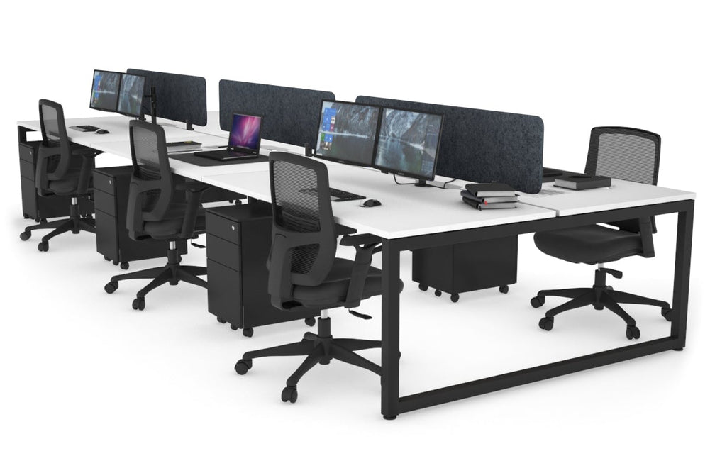 Quadro Loop Legs 6 Person Office Workstation [1800L x 800W with Cable Scallop]-black leg white dark grey acoustic panel (400H x 1600W)