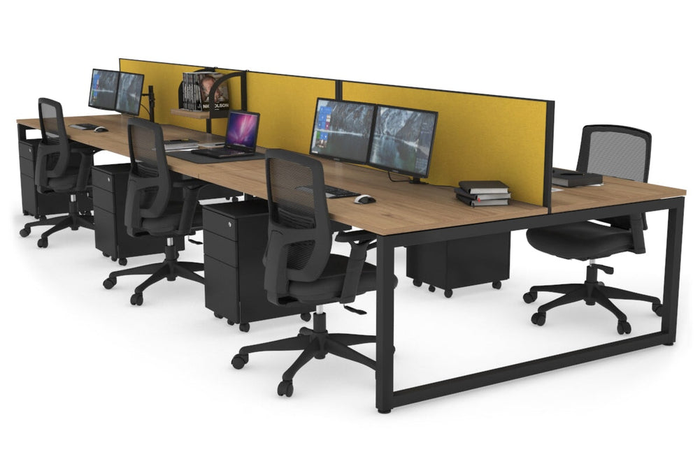 Quadro Loop Legs 6 Person Office Workstation [1800L x 800W with Cable Scallop]-black leg salvage oak mustard yellow (500H x 1800W)