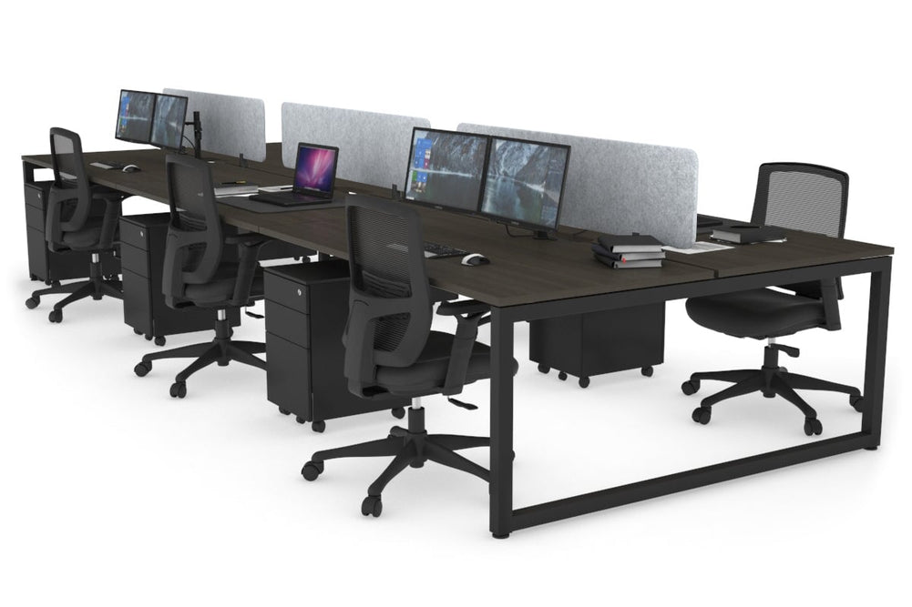 Quadro Loop Legs 6 Person Office Workstation [1800L x 800W with Cable Scallop]-black leg dark oak light grey acoustic panel (400H x 1600W)