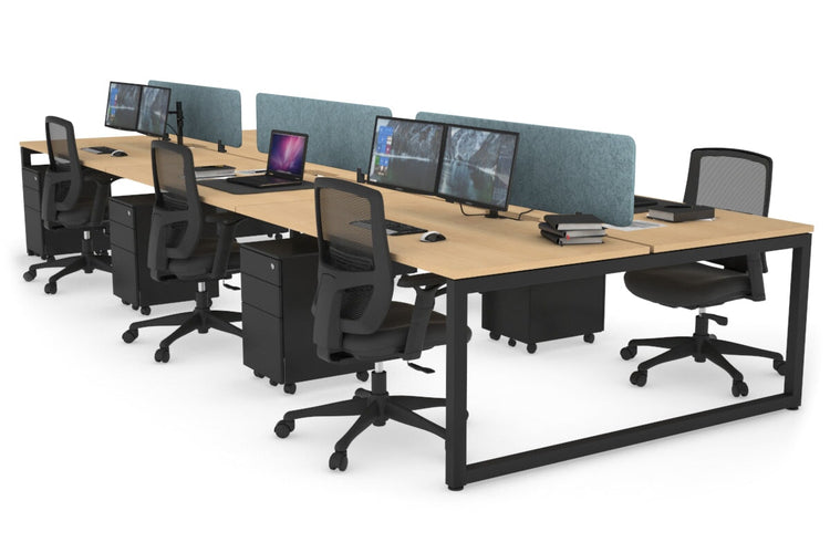 Quadro Loop Leg 6 Person Office Workstations [1800L x 800W with Cable Scallop] Jasonl black leg maple blue echo panel (400H x 1600W)