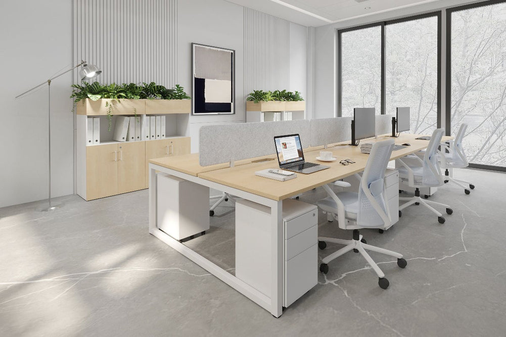 Quadro Loop Legs 6 Person Office Workstation [1800L x 800W with Cable Scallop]-black leg dark oak moody charcoal (500H x 1800W)