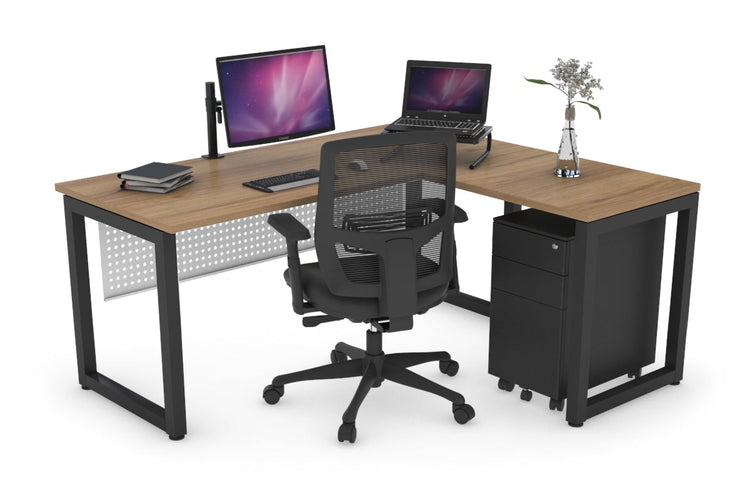 Quadro Loop Leg L-Shaped Corner Office Desk [1400L x 1450W] Jasonl black leg salvage oak white modesty