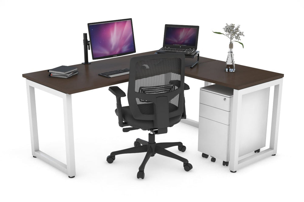 Quadro Loop Legs L-Shaped Corner Office Desk [1400L x 1700W]-black leg dark oak black modesty