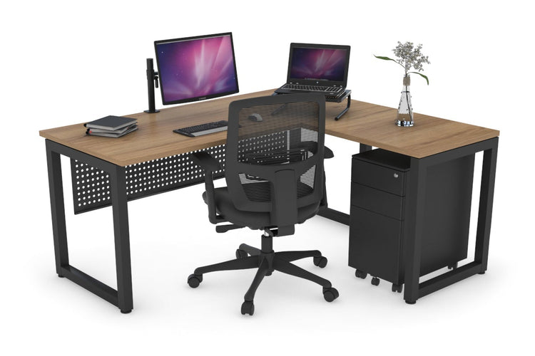Quadro Loop Leg L-Shaped Corner Office Desk [1600L x 1450W] Jasonl black leg salvage oak black modesty