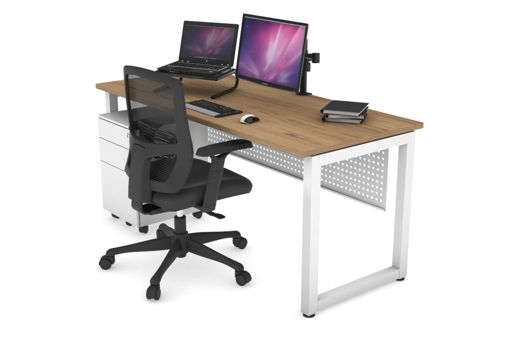 Quadro Loop Legs Office Desk [1200L x 700W]-white leg salvage oak white modesty