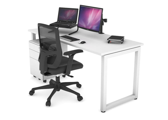 Quadro Loop Leg Office Desk [1200L x 700W] Jasonl white leg white none
