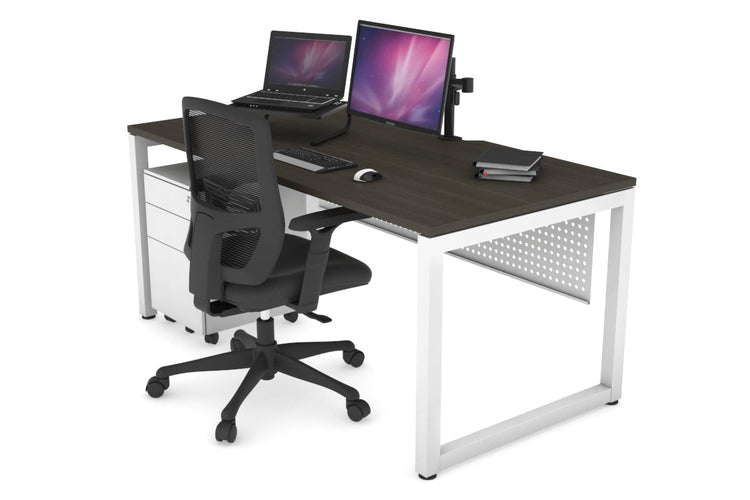 Quadro Loop Leg Office Desk [1200L x 800W with Cable Scallop] Jasonl white leg dark oak white modesty