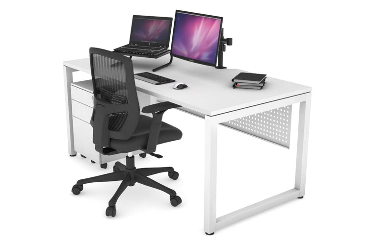 Quadro Loop Leg Office Desk [1200L x 800W with Cable Scallop] Jasonl white leg white white modesty