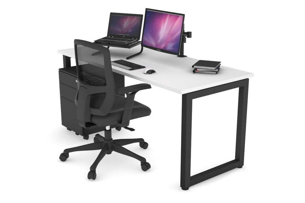 Quadro Loop Legs Office Desk [1400L x 700W]-black leg white none