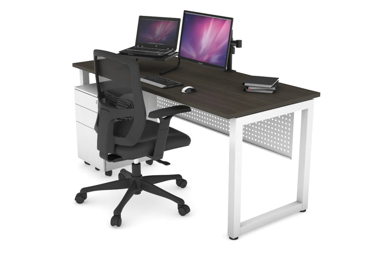 Quadro Loop Leg Office Desk [1400L x 700W] Jasonl white leg dark oak white modesty