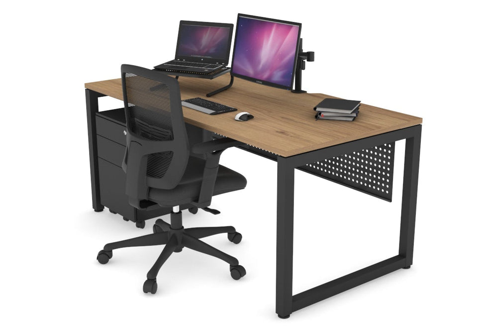 Quadro Loop Legs Office Desk [1400L x 800W with Cable Scallop]-black leg salvage oak black modesty