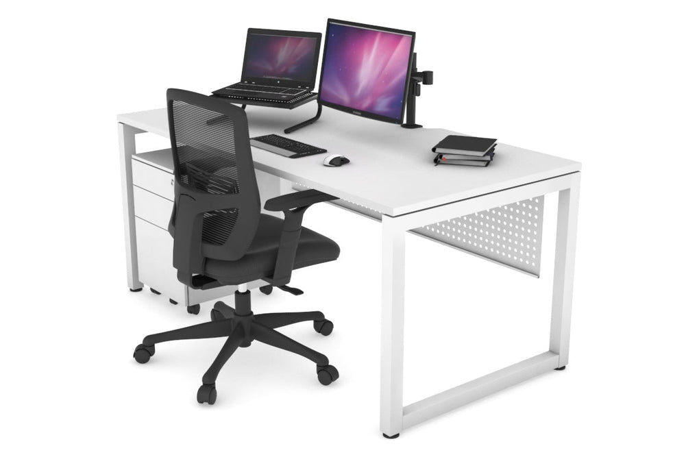Quadro Loop Legs Office Desk [1400L x 800W with Cable Scallop]-white leg white white modesty