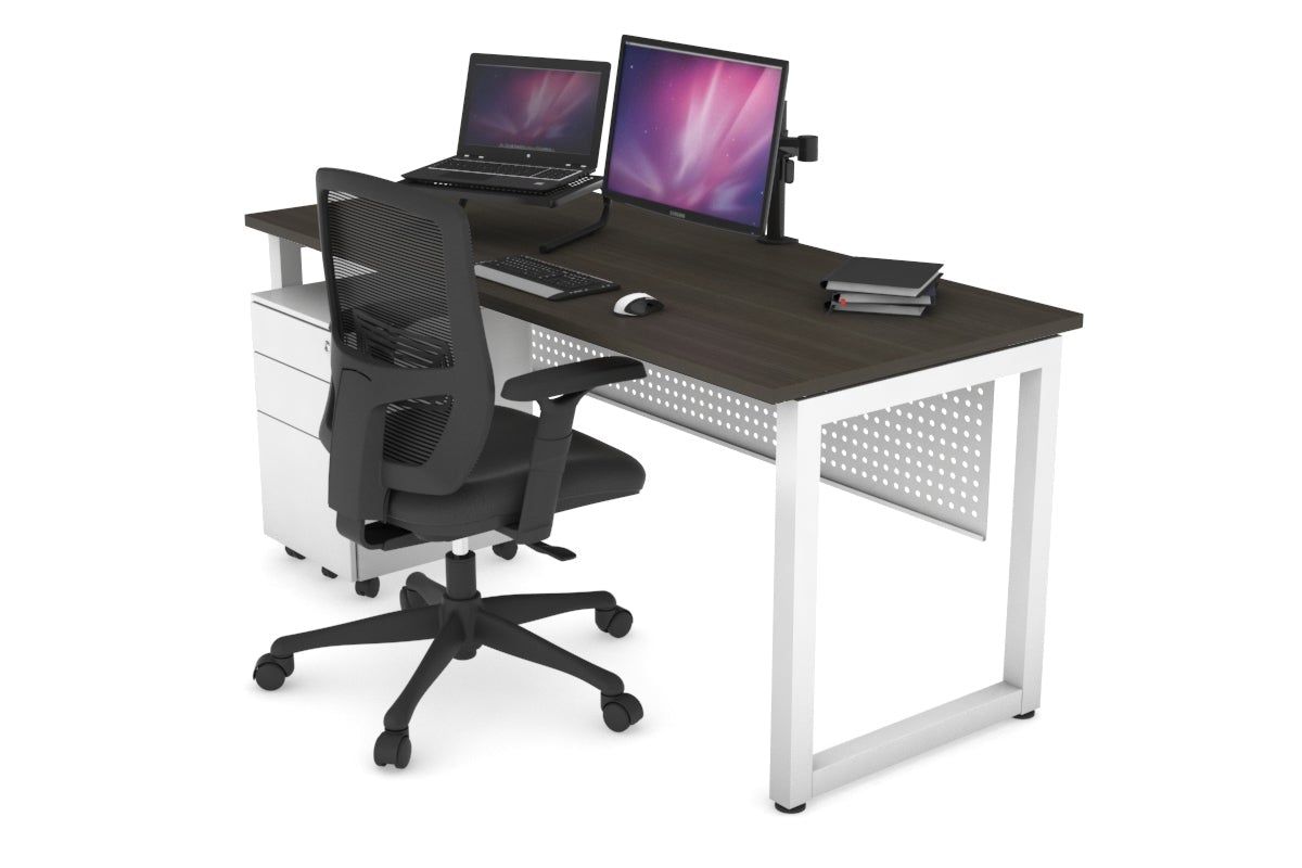 Quadro Loop Leg Office Desk [1600L x 700W] Jasonl white leg dark oak white modesty