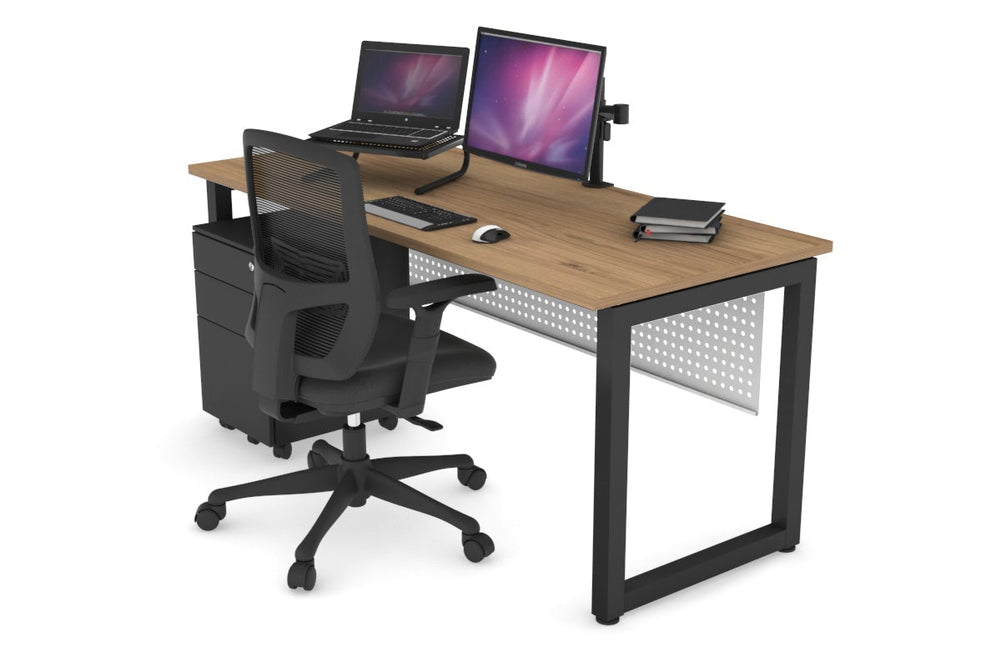 Quadro Loop Legs Office Desk [1600L x 700W]-black leg salvage oak white modesty