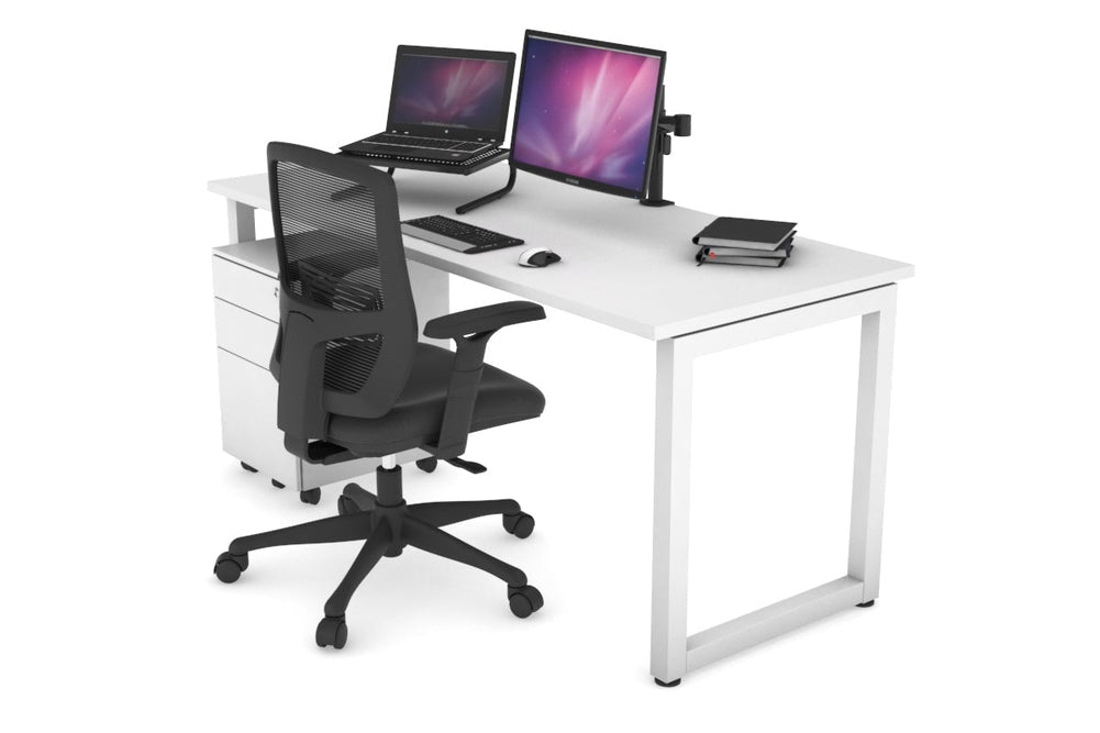 Quadro Loop Legs Office Desk [1600L x 700W]-white leg white none