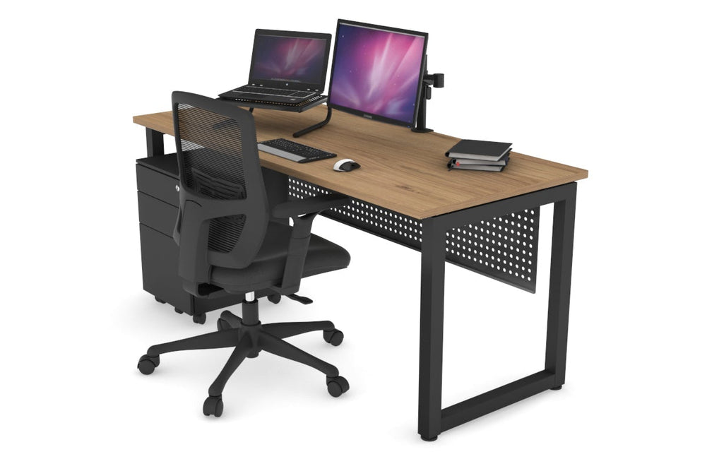 Quadro Loop Legs Office Desk [1800L x 700W]-black leg salvage oak black modesty