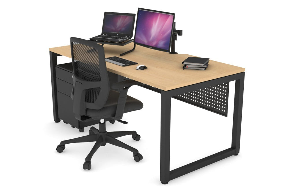 Quadro Loop Legs Office Desk [1800L x 800W with Cable Scallop]-black leg maple black modesty