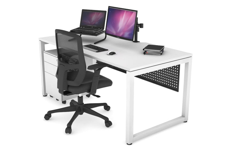 Quadro Loop Leg Office Desk [1800L x 800W with Cable Scallop] Jasonl white leg white black modesty
