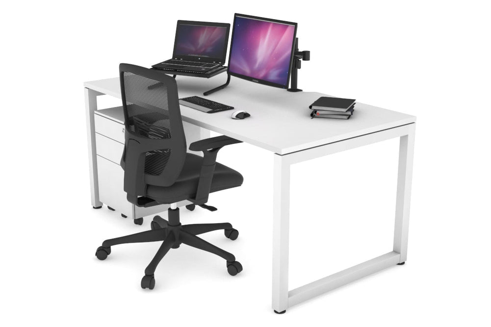 Quadro Loop Legs Office Desk [1800L x 800W with Cable Scallop]-white leg white none