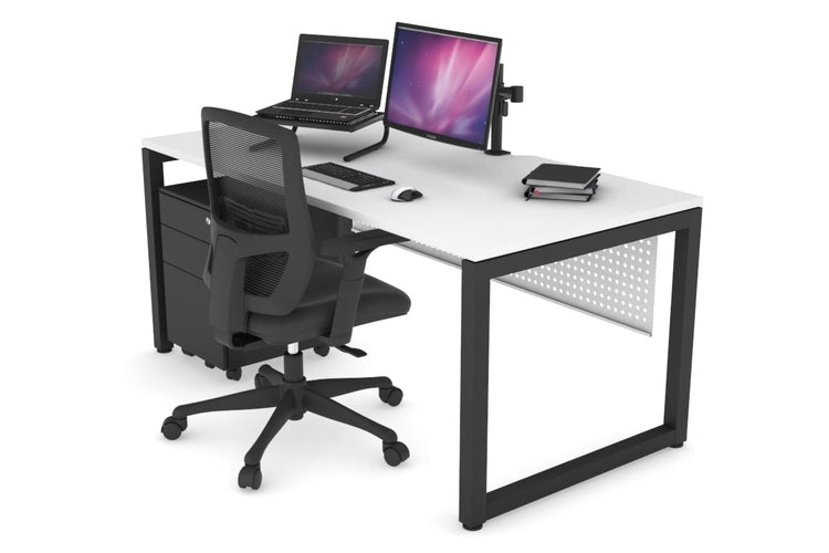 Quadro Loop Leg Office Desk [1800L x 800W with Cable Scallop] Jasonl black leg white white modesty