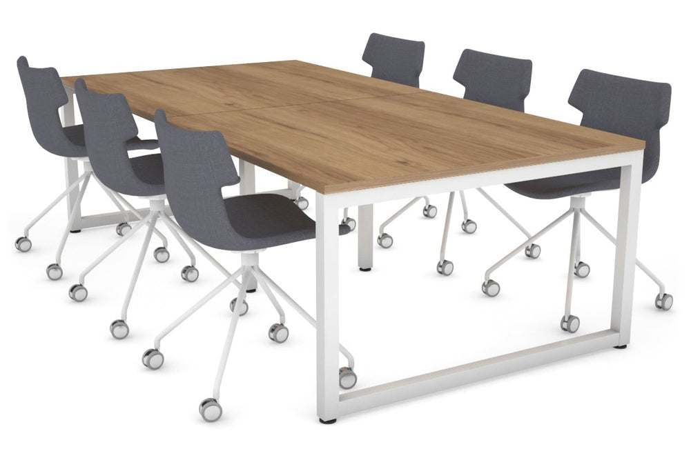 Quadro Loop Legs Modern Boardroom Table [2400L x 1200W]-white leg salvage oak 