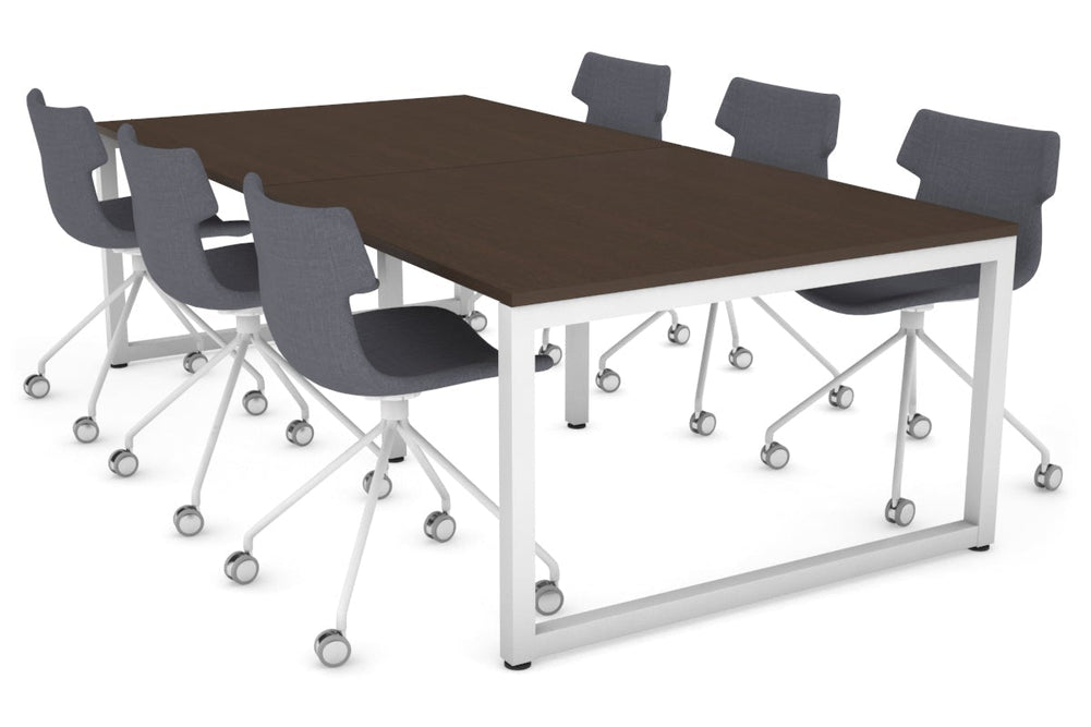 Quadro Loop Legs Modern Boardroom Table [2400L x 1200W]-white leg dark oak 