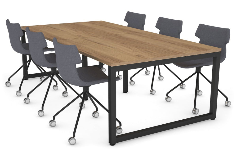 Quadro Loop Legs Modern Boardroom Table [2400L x 1200W]-black leg salvage oak 