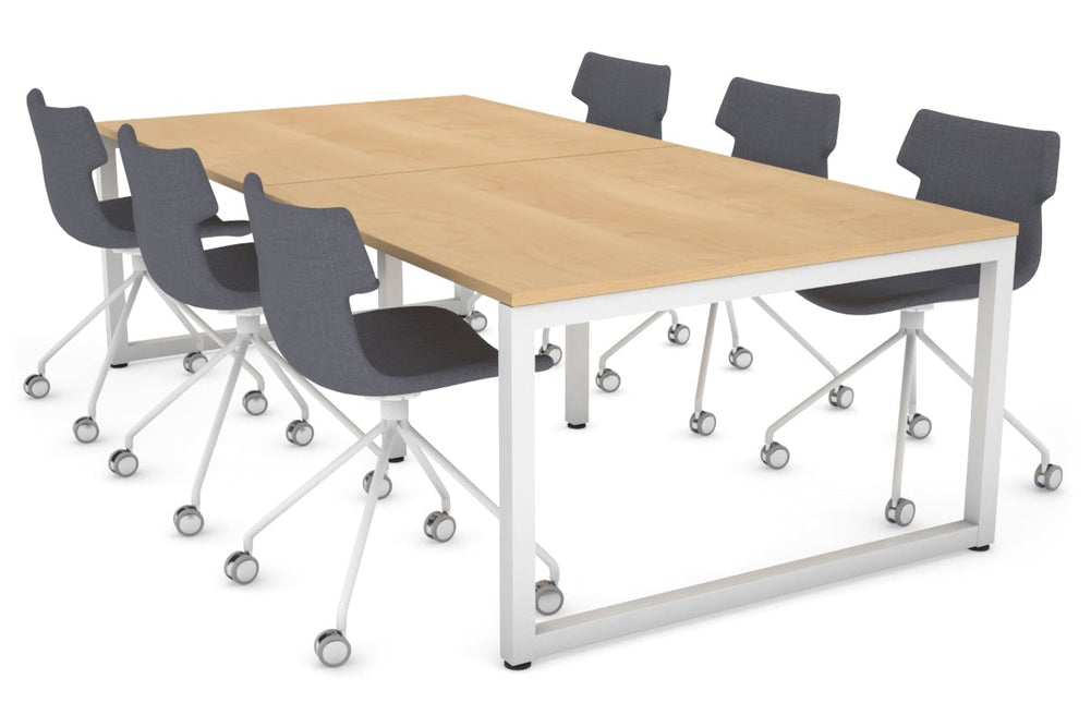 Quadro Loop Legs Modern Boardroom Table [2400L x 1200W]-white leg maple 