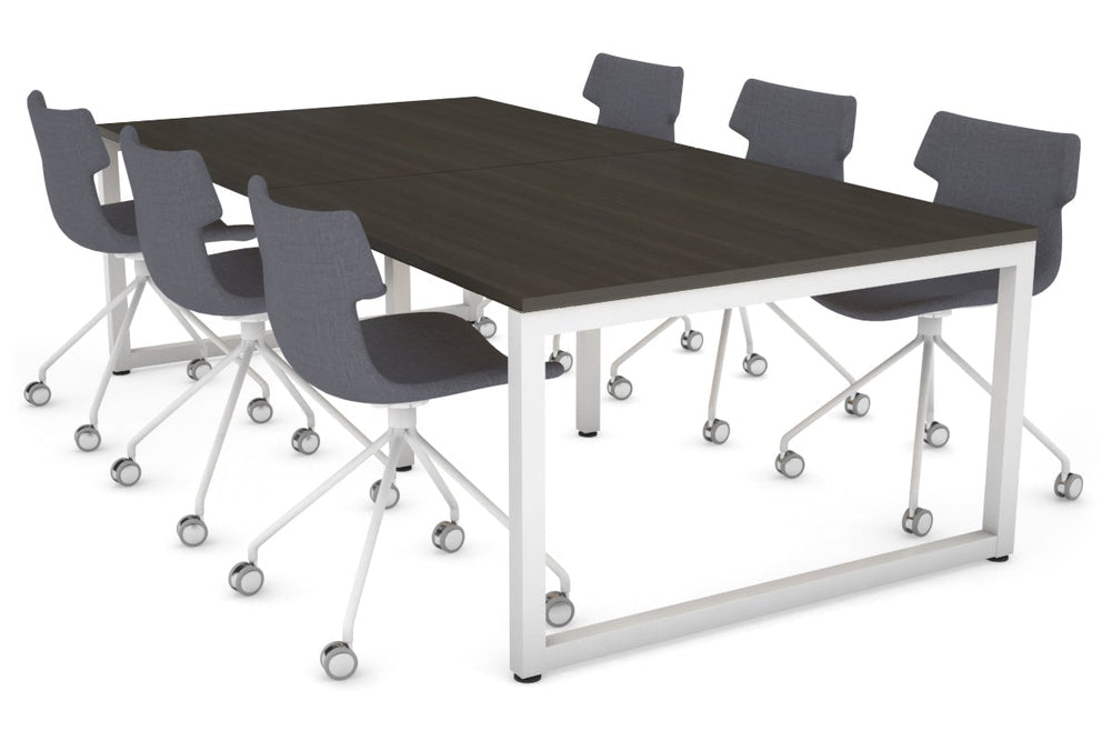 Quadro Loop Legs Modern Boardroom Table [2400L x 1200W]-white leg dark oak 