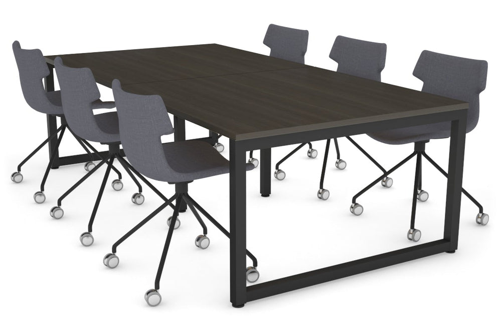 Quadro Loop Legs Modern Boardroom Table [2400L x 1200W]-black leg dark oak 