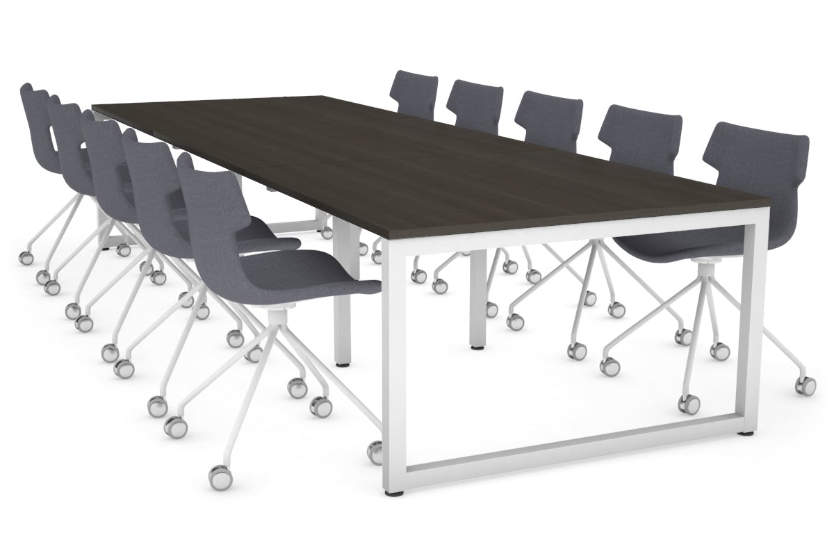 Quadro Loop Legs Modern Boardroom Table [3600L x 1200W] Jasonl white leg dark oak 
