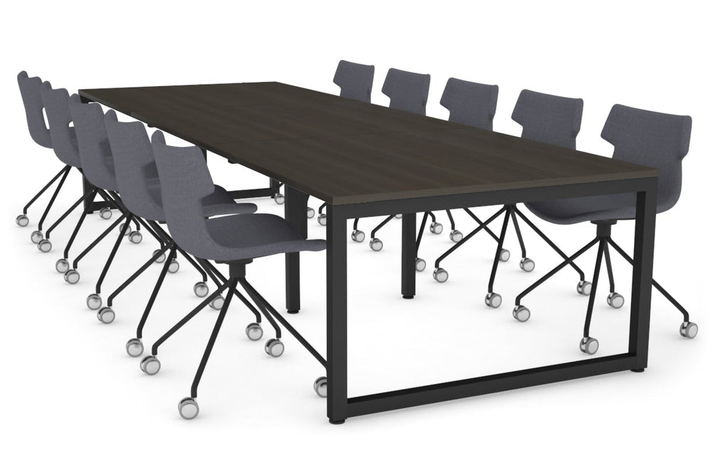 Quadro Loop Legs Modern Boardroom Table [3600L x 1200W]-black leg dark oak 