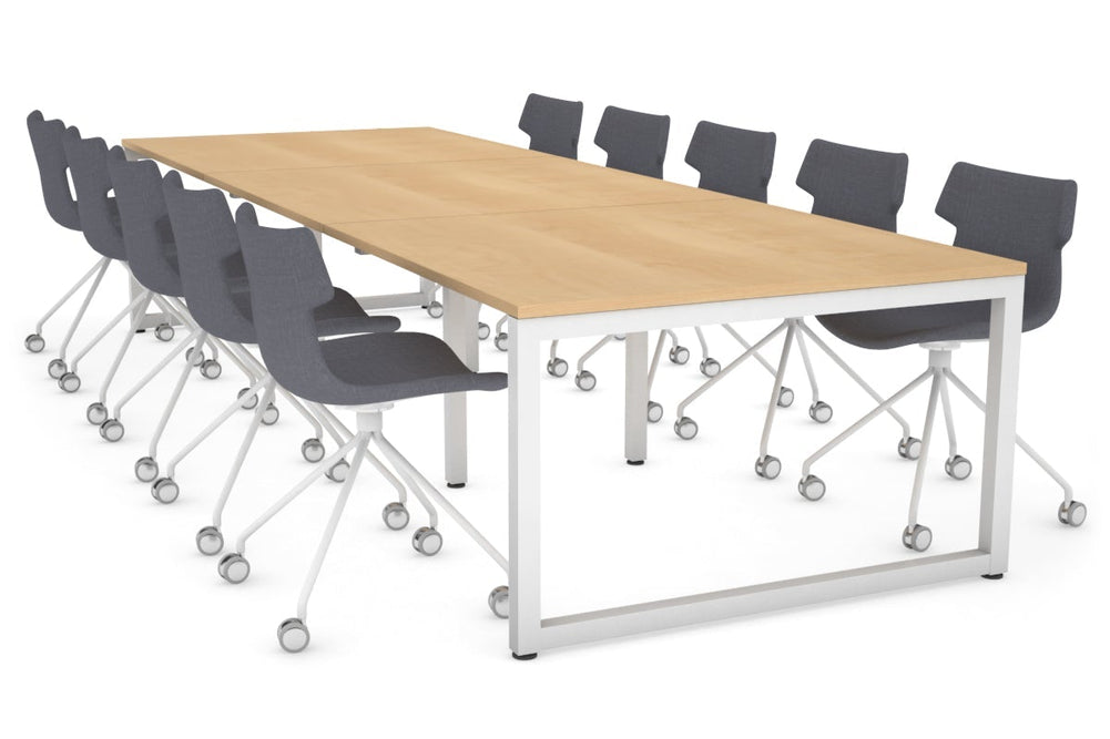Quadro Loop Legs Modern Boardroom Table [3600L x 1200W]-white leg maple 