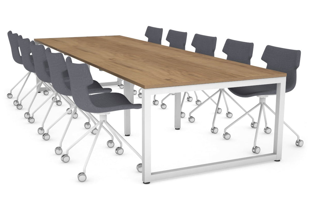 Quadro Loop Legs Modern Boardroom Table [3600L x 1200W]-white leg salvage oak 