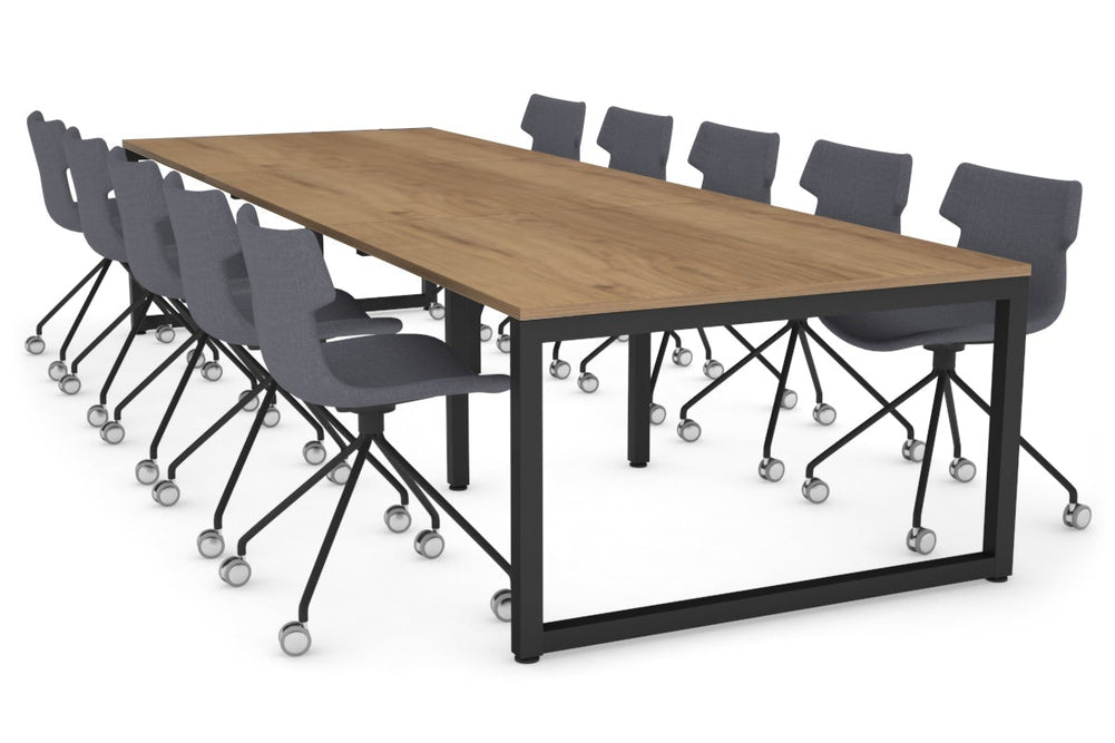 Quadro Loop Legs Modern Boardroom Table [3600L x 1200W]-black leg salvage oak 