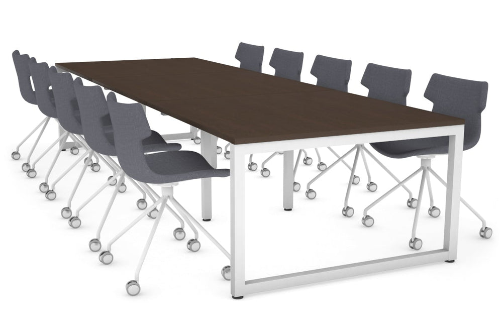 Quadro Loop Legs Modern Boardroom Table [3600L x 1200W]-white leg dark oak 