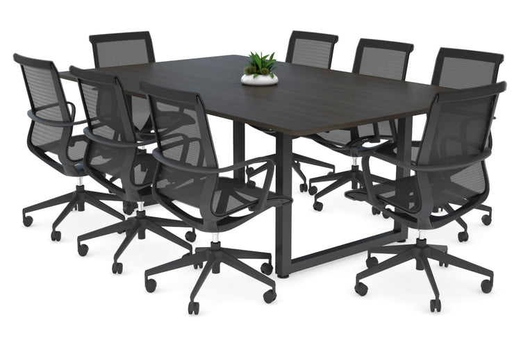 Quadro Loop Legs Modern Boardroom Table - Rounded Corners [1800L x 1100W] Jasonl black leg dark oak 