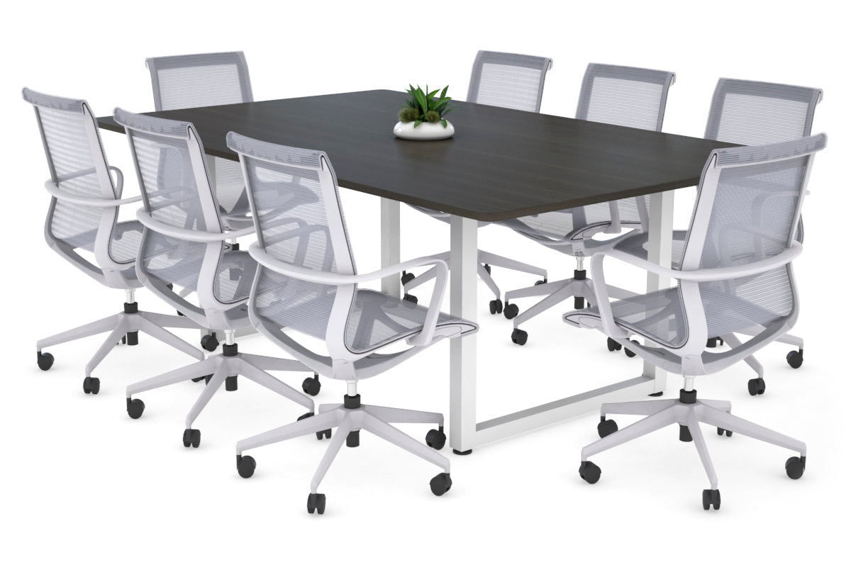 Quadro Loop Legs Modern Boardroom Table - Rounded Corners [1800L x 1100W] Jasonl white leg dark oak 