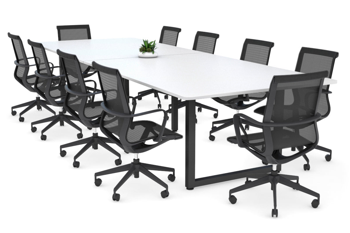 Quadro Loop Legs Modern Boardroom Table - Rounded Corners [3200L x 1100W] Jasonl black leg white 