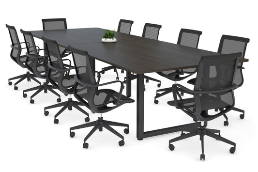 Quadro Loop Legs Modern Boardroom Table - Rounded Corners [3200L x 1100W] Jasonl black leg dark oak 