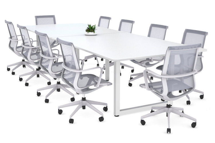 Quadro Loop Legs Modern Boardroom Table - Rounded Corners [3200L x 1100W] Jasonl white leg white 