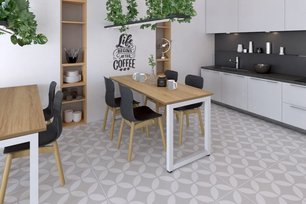 Quadro Loop Legs Table [1200L x 700W]-white leg dark oak 