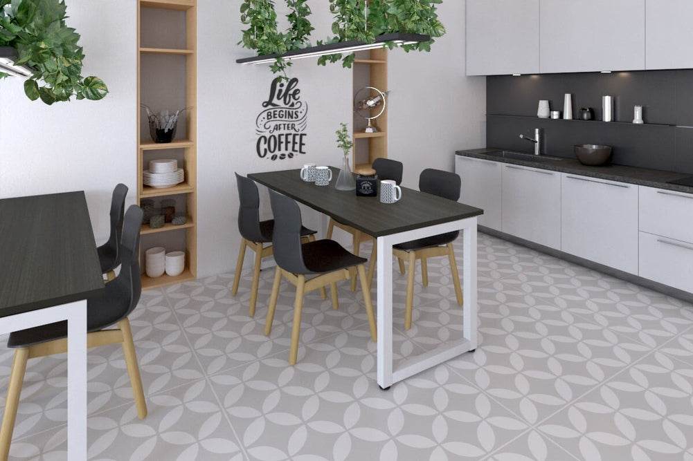 Quadro Loop Legs Table [1200L x 700W]-white leg dark oak 