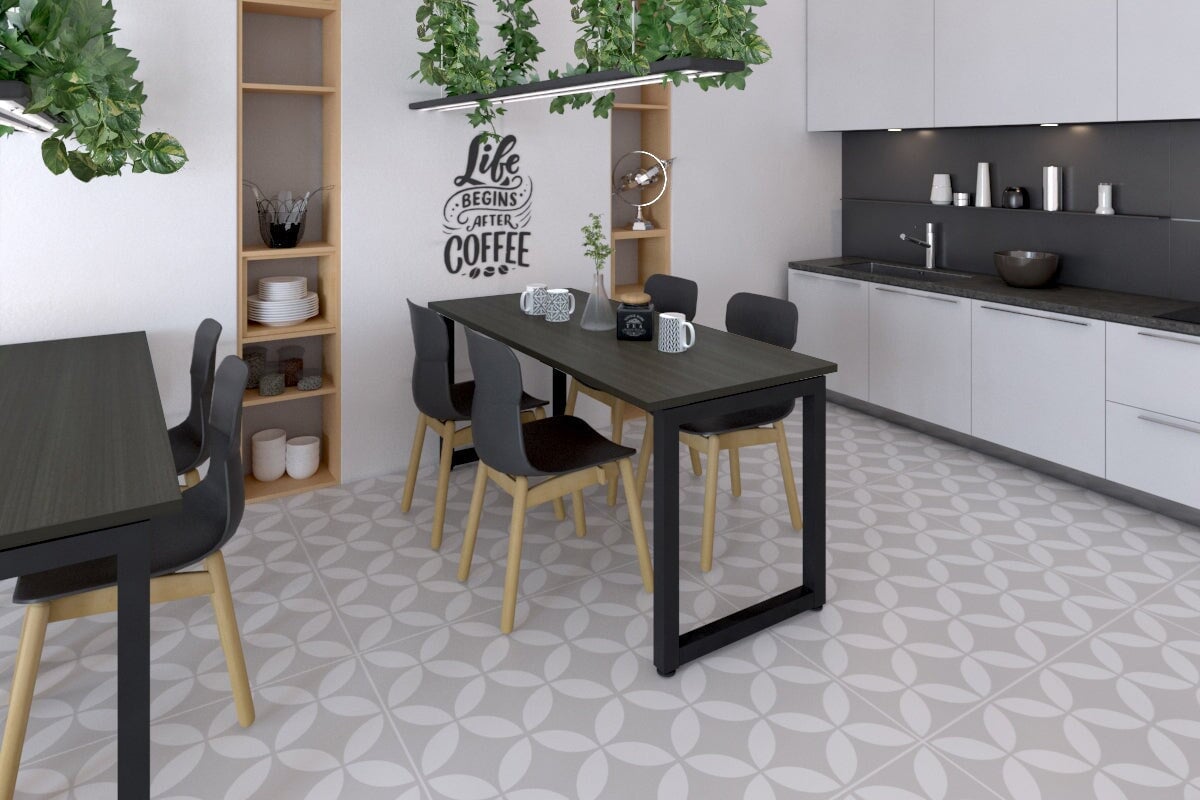 Quadro Loop Legs Table [1200L x 700W]-white leg dark oak 