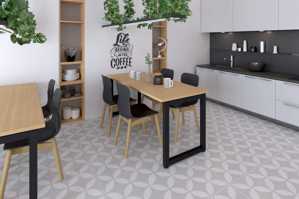 Quadro Loop Legs Table [1200L x 800W]-white leg dark oak 