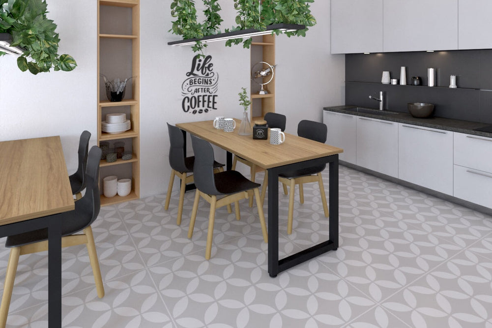 Quadro Loop Legs Table [1200L x 800W]-white leg dark oak 