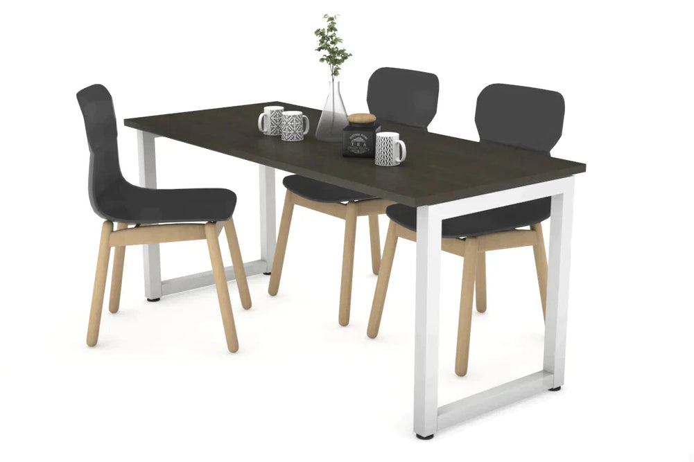 Quadro Loop Legs Table [1400L x 700W]-white leg dark oak 